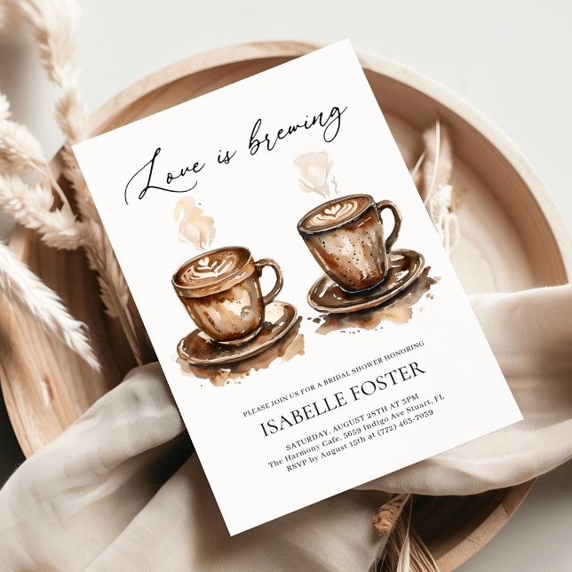 Convite Love is Brewing Coffee Rustic Bridal Shower (Criador carregado)