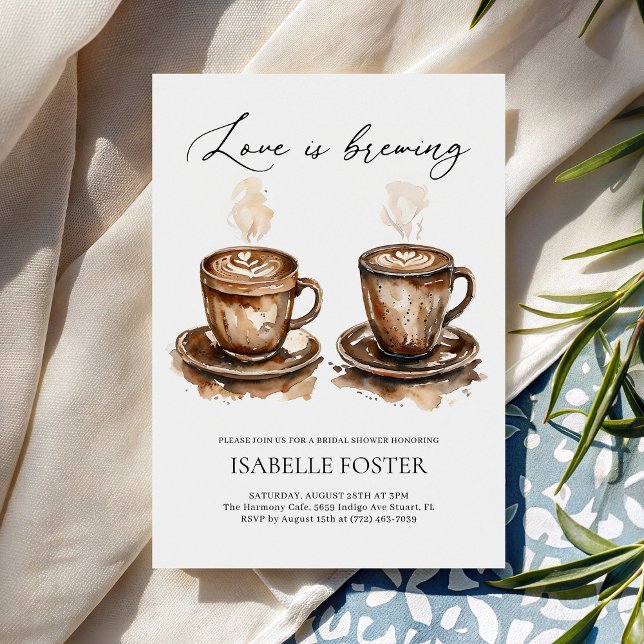 Convite Love is Brewing Coffee Rustic Bridal Shower (Criador carregado)