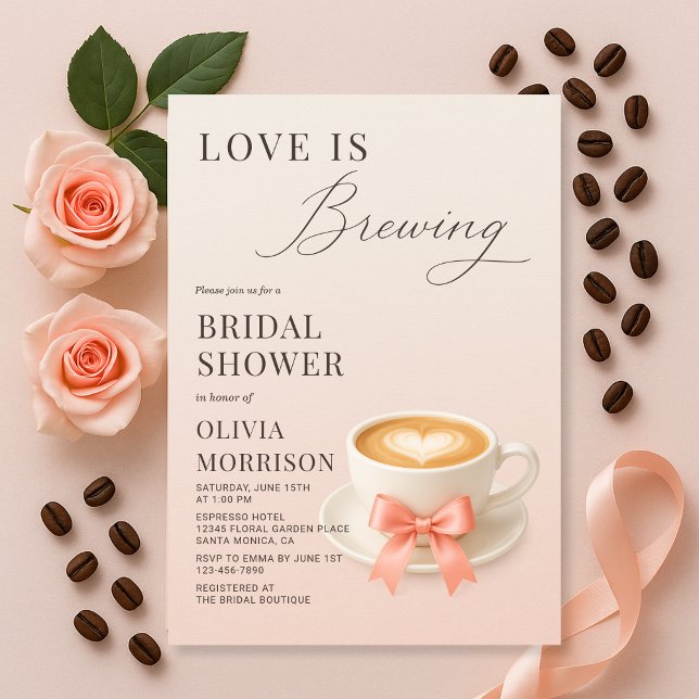 Convite Love is Brewing Coquette Coffee Bridal Shower (Criador carregado)