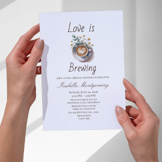 Convite Love Is Brewing Cozy Espresso Bridal Shower