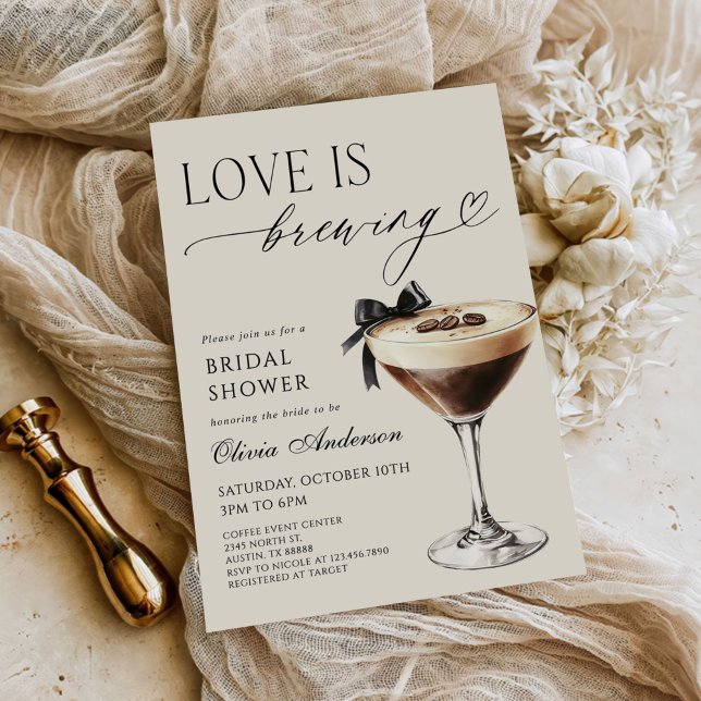 Convite Love is Brewing Espresso Martini Bridal Shower (Criador carregado)