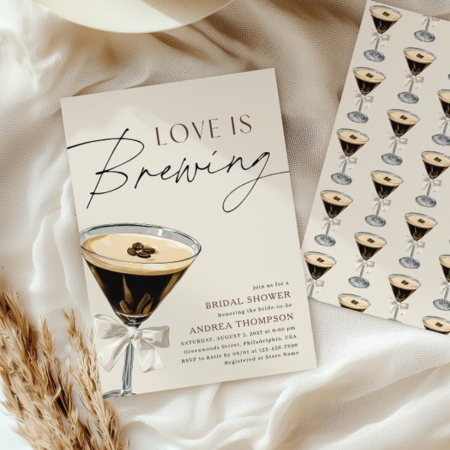 Convite Love is Brewing Espresso Martini Bridal Shower (Criador carregado)