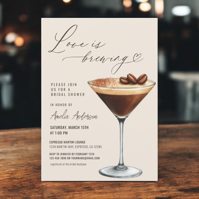 Convite Love is Brewing Espresso Martini Bridal Shower (Criador carregado)