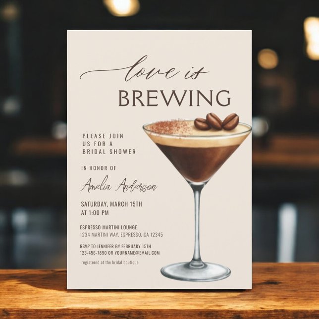 Convite Love is Brewing Espresso Martini Bridal Shower (Criador carregado)