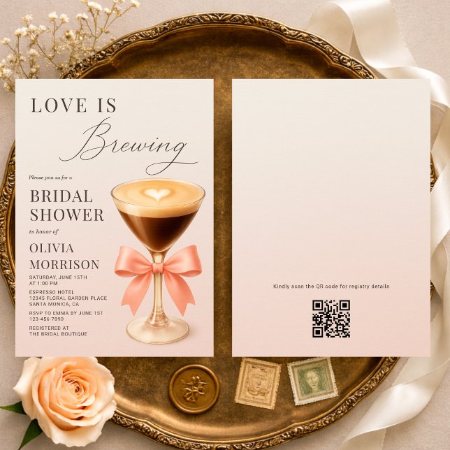 Convite Love is Brewing QR Code Bridal Shower (Criador carregado)