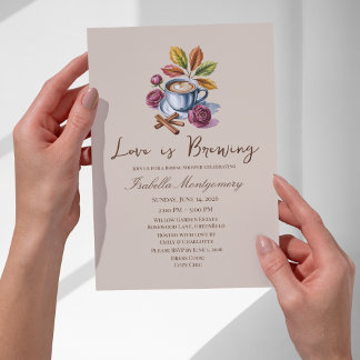 Convite Love Is Brewing Rustic Coffee Bridal Shower