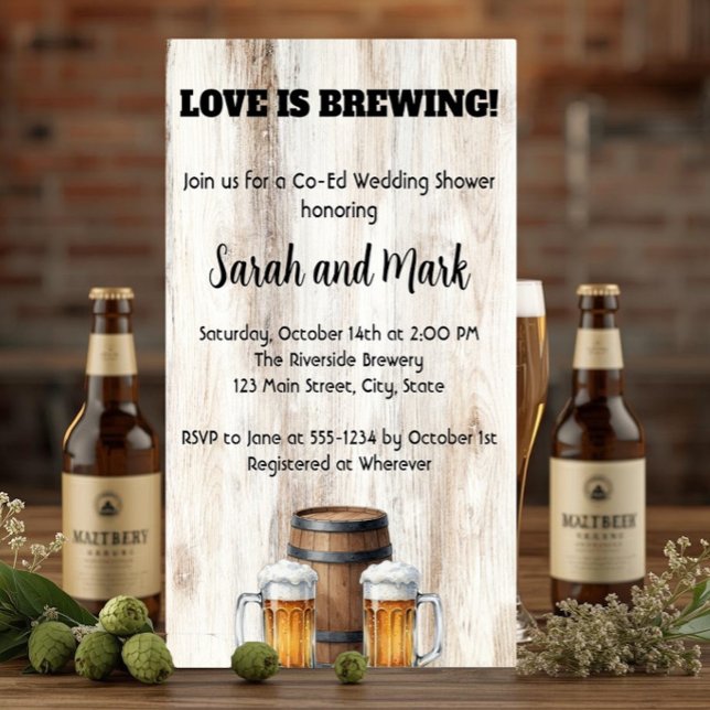 Convite Love is Brewing Rustic Couples Bridal Shower (Criador carregado)