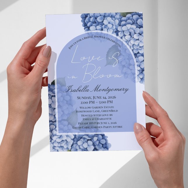 Convite Love Is in Bloom Modern Blue Hydrangea (Love Is in Bloom Modern Blue Hydrangea Invitations
)