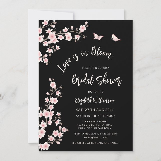 Convite Love Is In Bloom | QR Code Registry Bridal Shower (Frente)