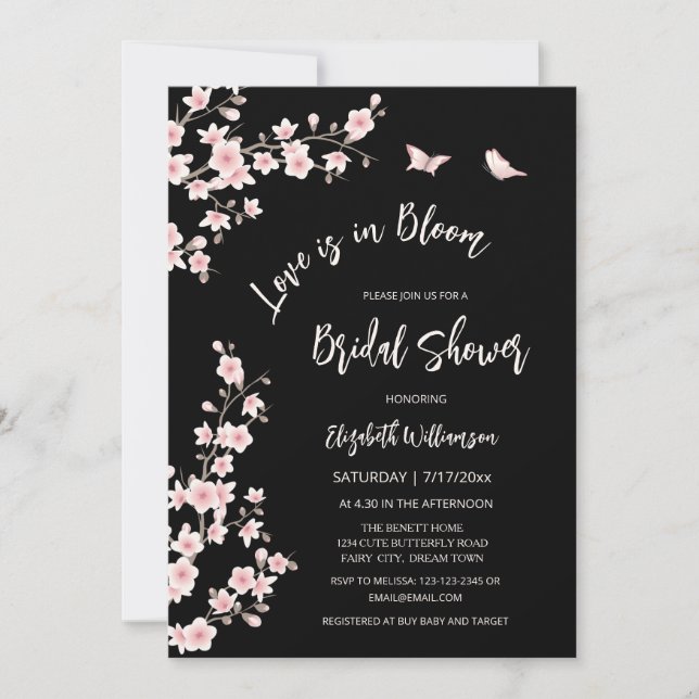 Convite Love Is In Bloom | QR Code Registry Bridal Shower (Frente)