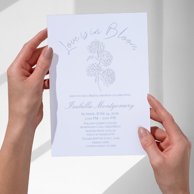 Convite Love Is in Bloom Soft Line Art Hydrangea (Love Is in Bloom Soft Line Art Hydrangea Invitations
)