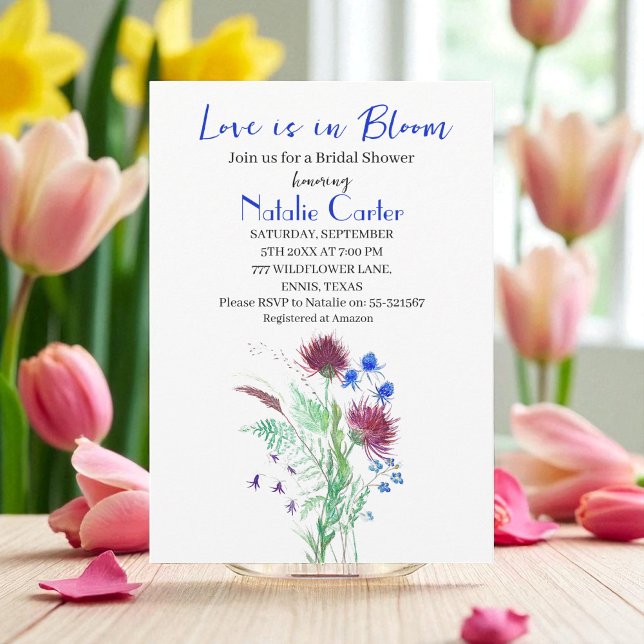 Convite Love is in Bloom Thistle Floral Bridal Shower  (Criador carregado)