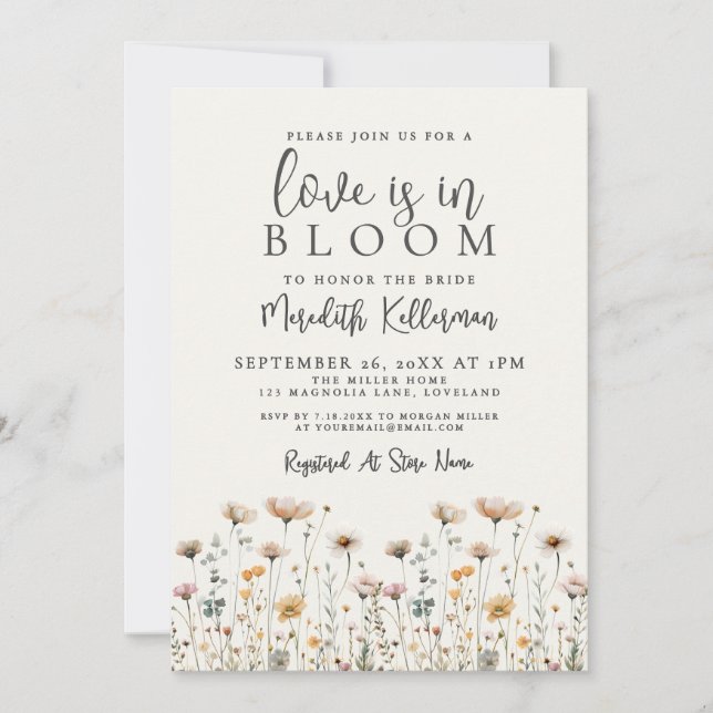 Convite Love Is In Bloom Wildflower Bridal Shower (Frente)