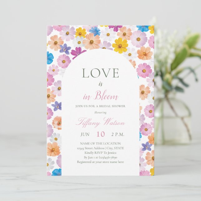 Convite Love is in Bloom Wildflower Garden Bridal Shower (Em pé/Frente)