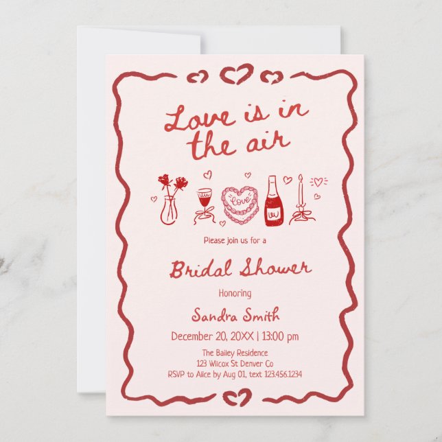 Convite Love Is In The Air Bridal Shower (Frente)