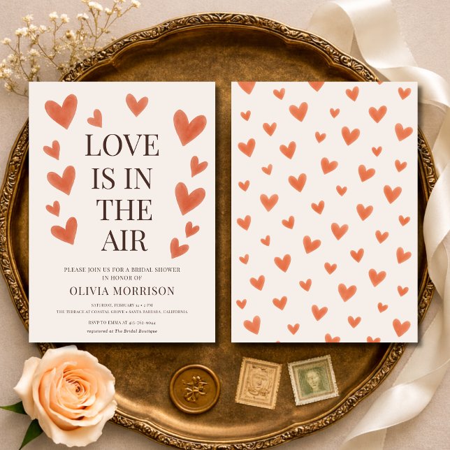 Convite Love Is in the Air Hearts Bridal Shower (Criador carregado)