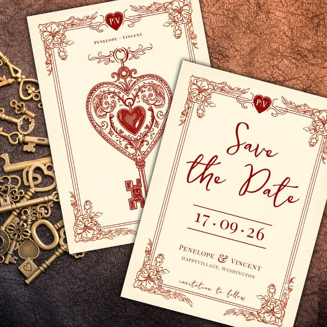Convite Love Key Love Save the Date Invitation (Criador carregado)