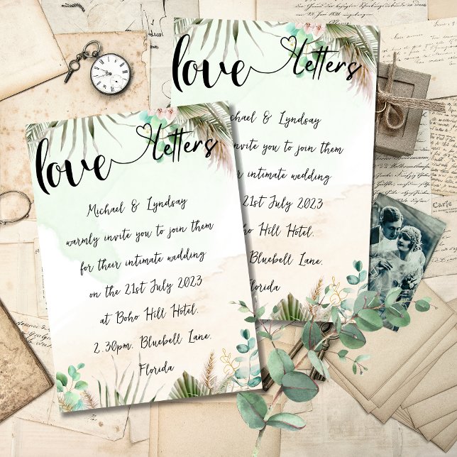 Convite Love Letters Boho Themed Wedding (Criador carregado)