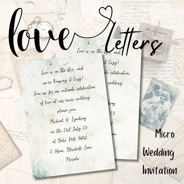 Convite Love Letters MICRO WEDDING Manuscrito (Criador carregado)