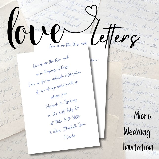 Convite Love Letters MICRO WEDDING Tinta manuscrita (Criador carregado)