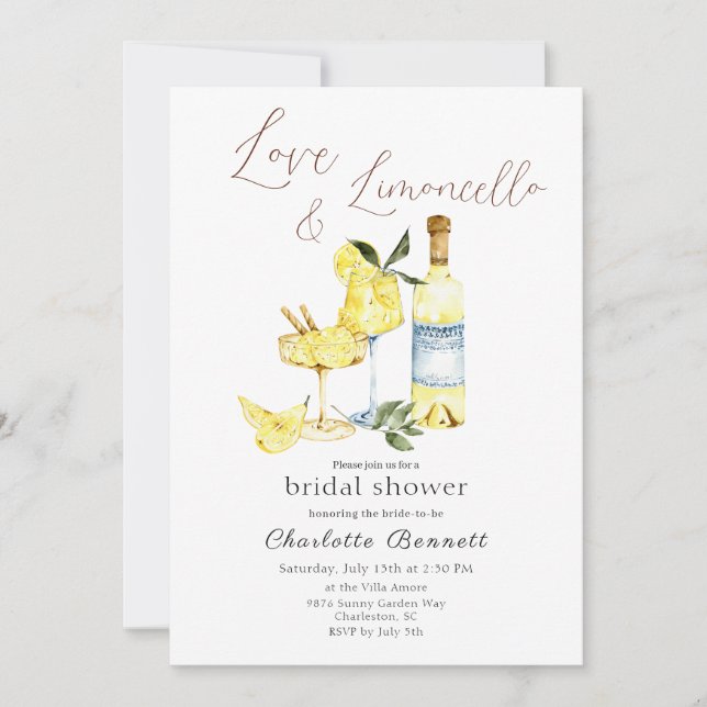 Convite Love Limoncello Cocktail Chá de panela (Frente)
