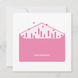 Convite Love Message Pink Hearts Minimalist Cute Funny  