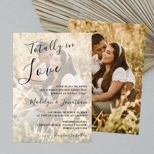 Convite Love Modern Script Photo Overlay Wedding