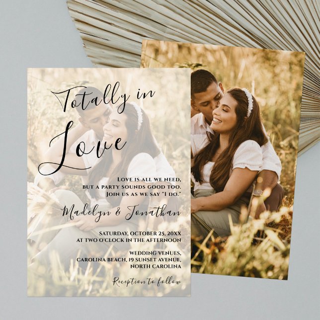 Convite Love Modern Script Photo Overlay Wedding (Criador carregado)