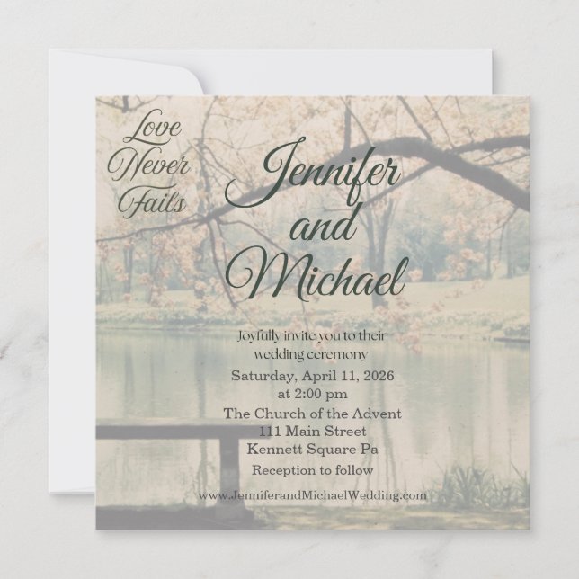 Convite Love Never Fails Photo Wedding Invitation (Frente)