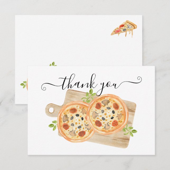 Convite Love & Pizza Thank You Note (Frente/Verso)