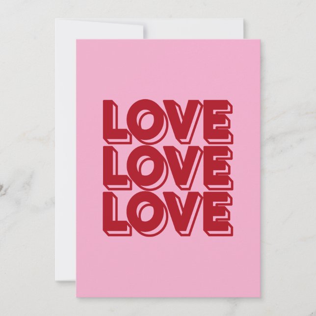 Convite Love Retro Red Typography (Frente)