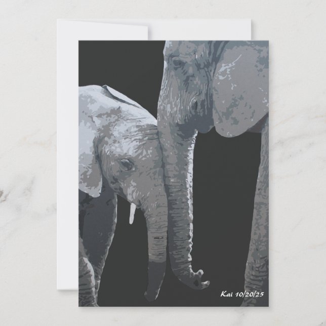 Convite Love You More, Elephant Original Art (Frente)