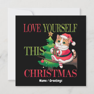 Convite  Love Yourself This Christmas Cute Cat Holiday