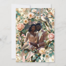 Convite LoveBird Floral Photo Engagement Announcement