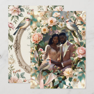 Convite LoveBird Floral Photo Engagement Announcement