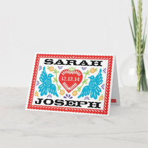 Convite Lovebirds Papel Picado Note Card