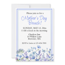 Lovely Blue Watercolor Floral Dia de as mães Brunc