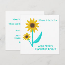 Convite Lovely Hand Drawn Sweet Sunflower Graduation