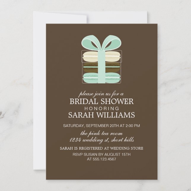 Convite Lovely Mint French Macarons (Frente)