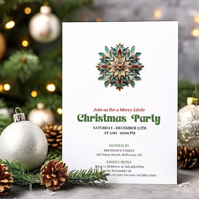 Convite Lovely Victorian Christmas snowflake party invite (Lovely Victorian Christmas angel party invite

)