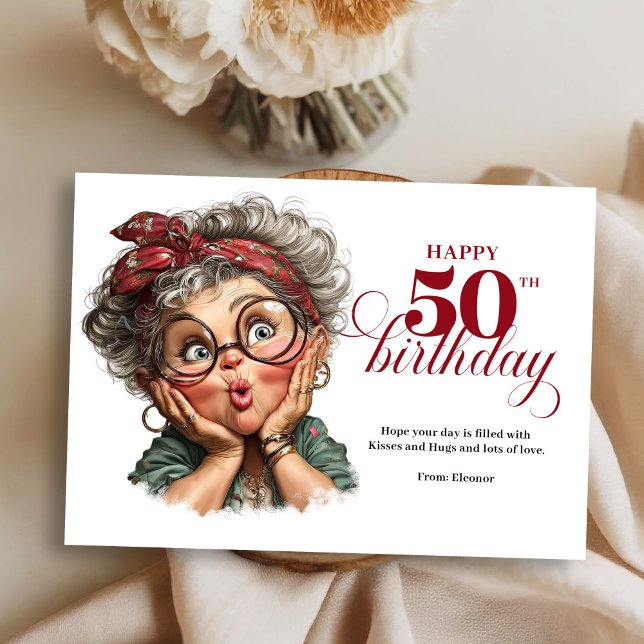 Convite Lovely Whimsical Woman 50th Birthday Humor Greetin (Lovely Whimsical Woman 50th Birthday Humor Greeting Card

)