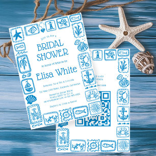 Convite LoveNotes do Chá de panela do Mar Moderno QR PERSO