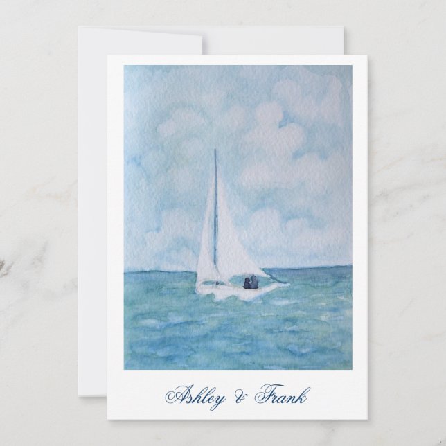 Convite Lovers on a sailboat -  wedding invitation (Frente)