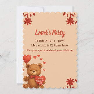 Convite Lover's Party - Valentine’s Day party Invitation