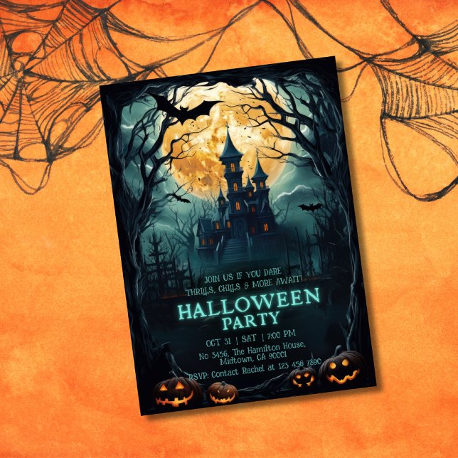 Convite Lua assustadora assombrada noite escura no Hallowe (Criador carregado)