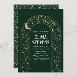 Convite Lua Celestial e Estrelas Aniversário Místico
