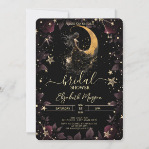 Convite Lua Celestial,Menina,Estrelas Flores Chá de Noiva