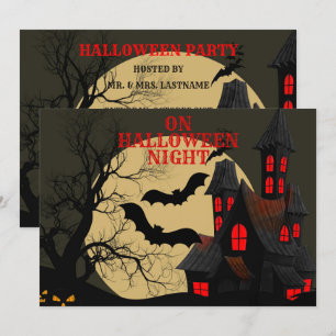 Convite Lua Cheia do Casal Vermelho Negro Halloween