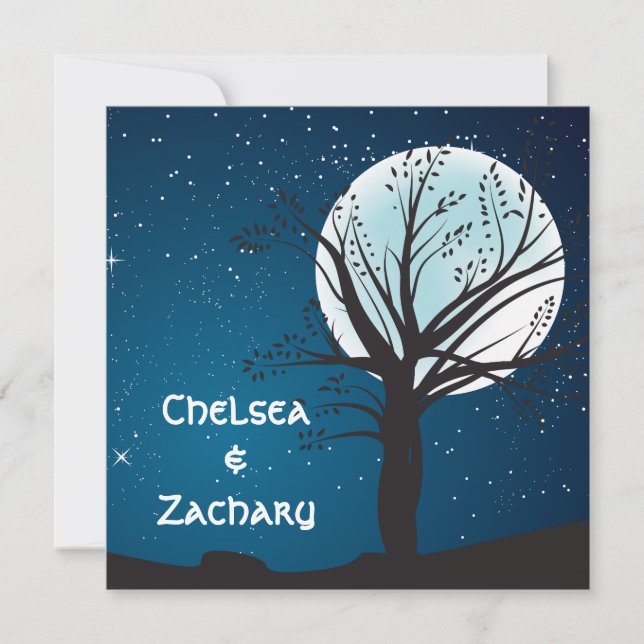 Convite Lua cheia e estrelas que Wedding (Frente)