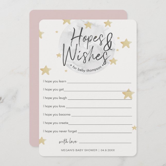 Convite Lua começa esperanças e deseja Chá de fraldas (Frente/Verso)